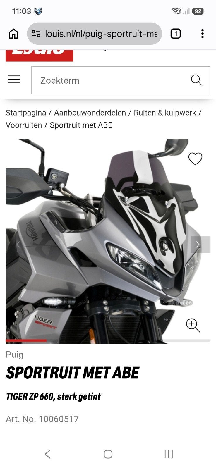 puig sport scherm triumph tiger sport 660, Ophalen of Verzenden, Nieuw