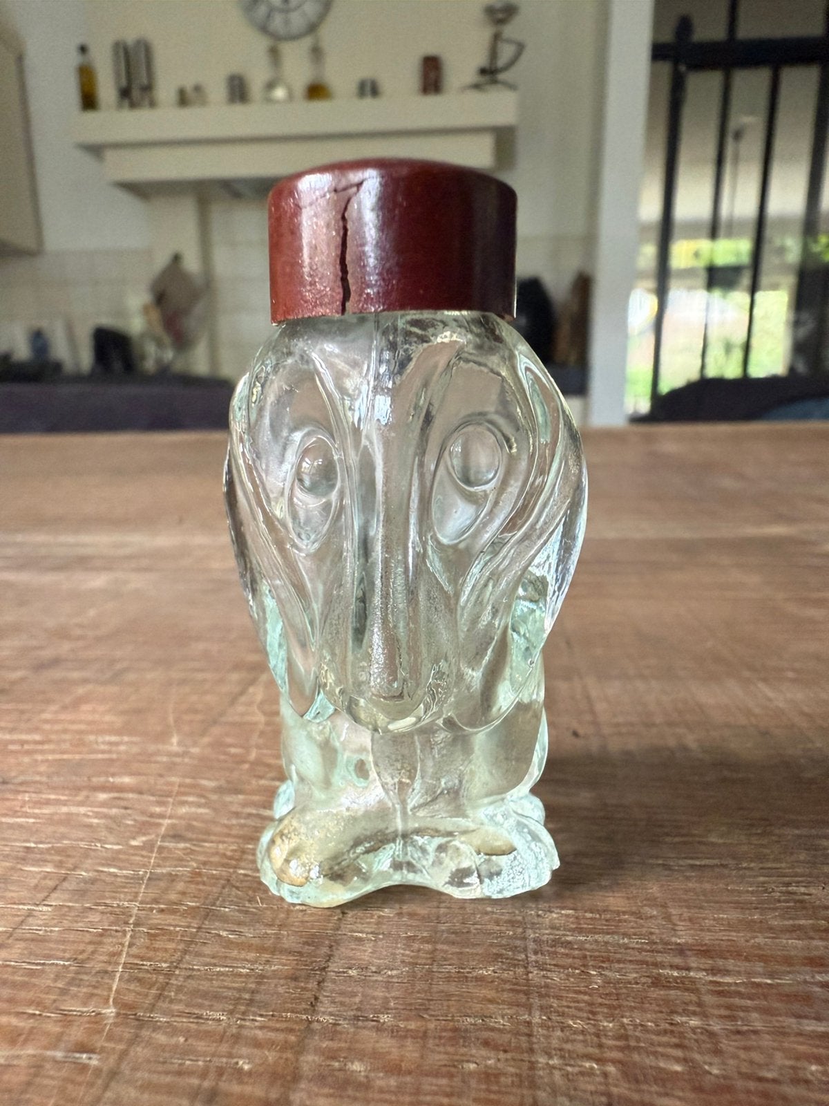 Vintage peper strooier - glazen hondje, Ophalen of Verzenden