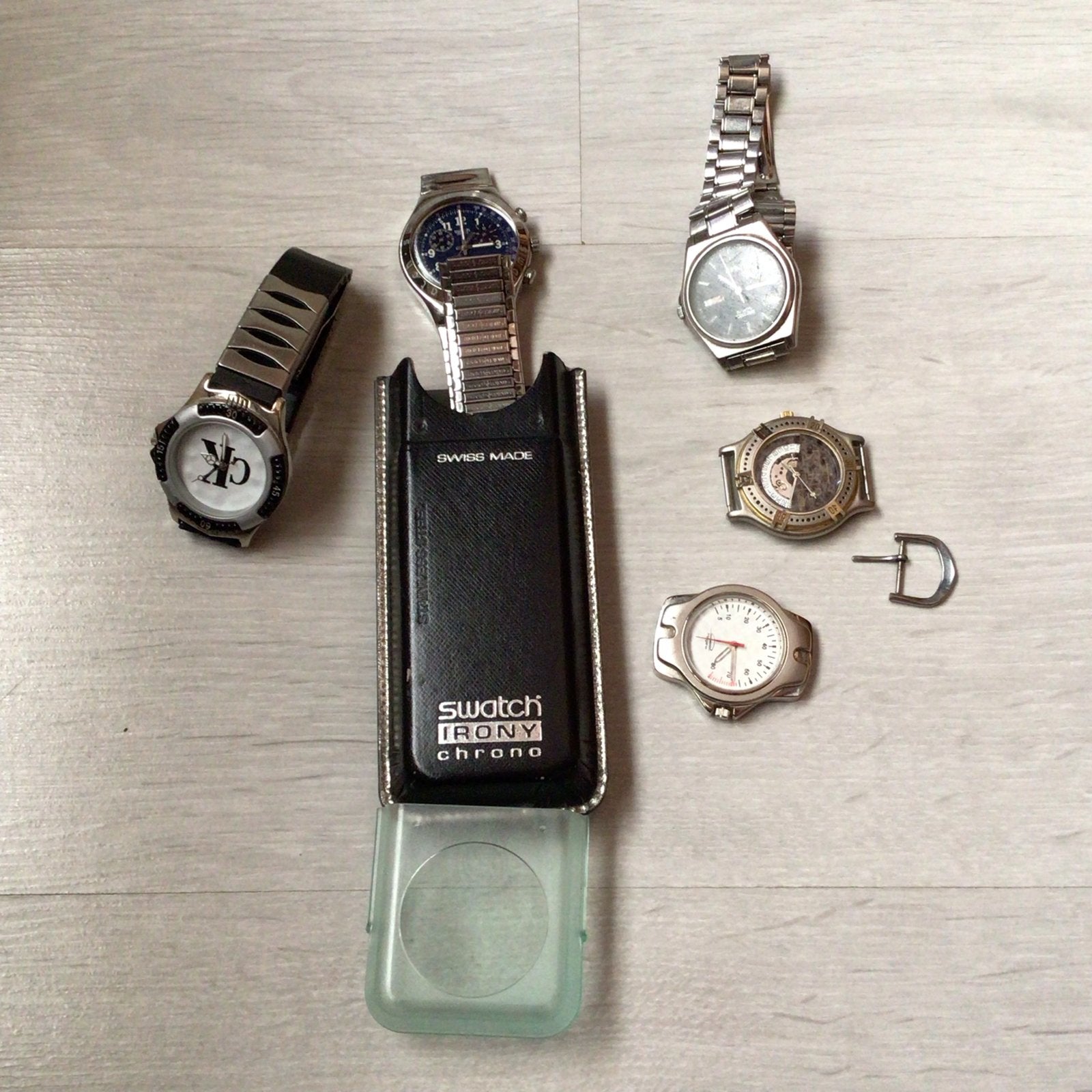 Diverse horloges, waaronder Swatch Irony Chrono en CK, Sieraden, Tassen en Uiterlijk, Horloges | Heren, Gebruikt, Staal, Polshorloge