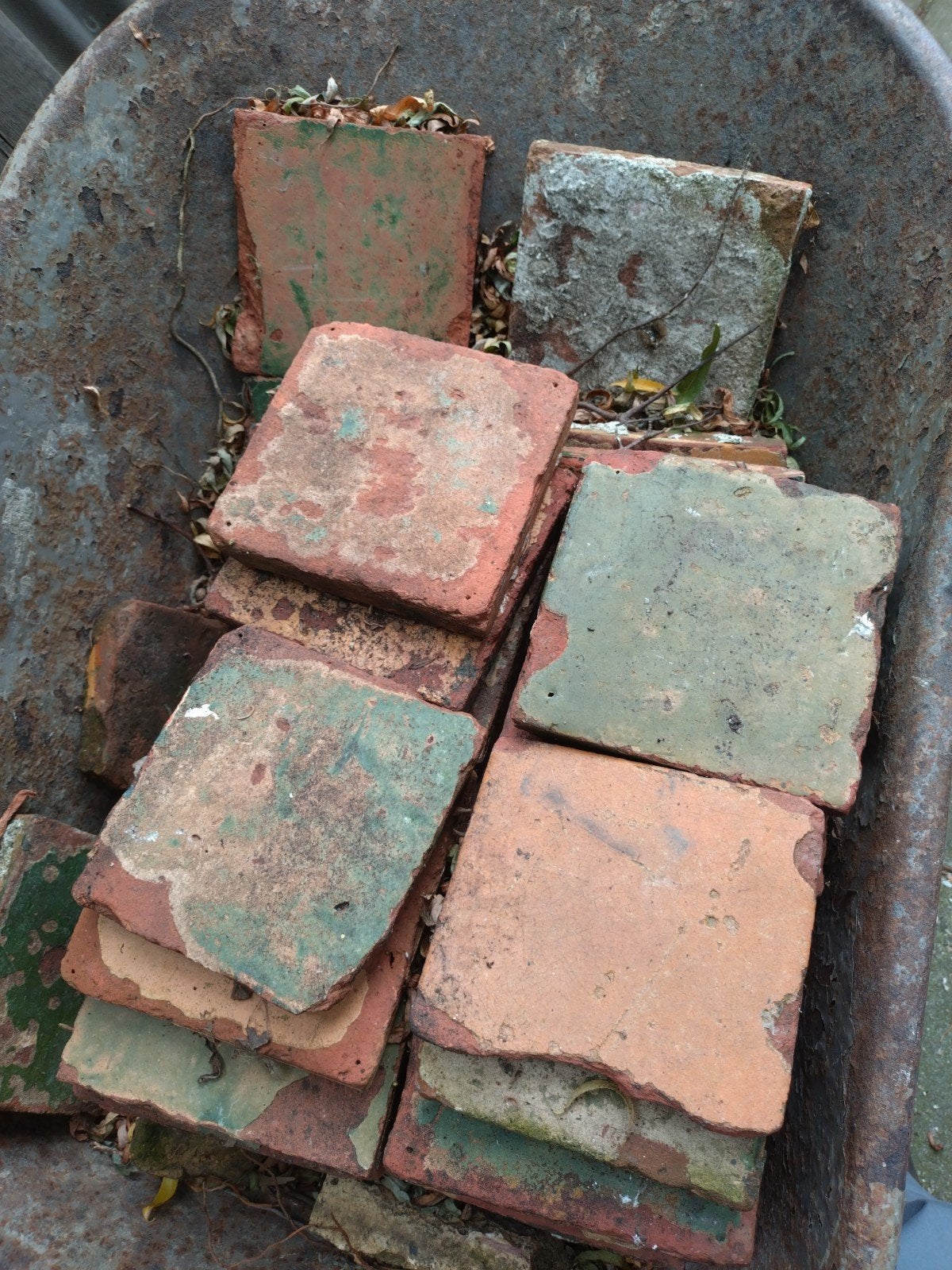 Oude terracotta tegels - uniek en sfeervol, Ophalen, Gebruikt, Keramiek, Minder dan 20 cm