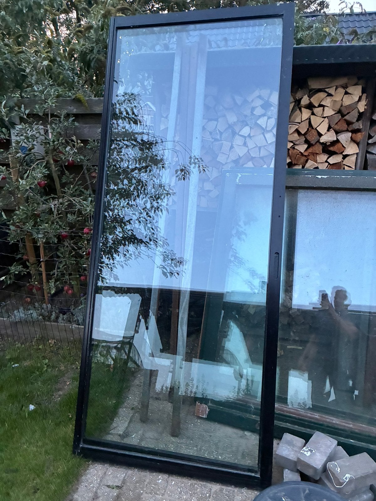 Glazen schuifdeuren glaswand, Doe-het-zelf en Verbouw, Ophalen, Gebruikt, 80 tot 120 cm, 160 cm of meer