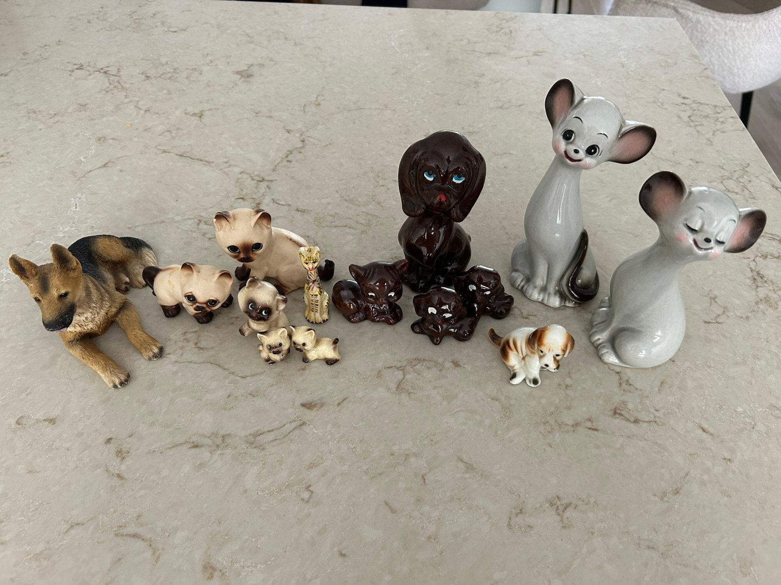 verzameling beeldjes vintage porselein,keramiek, polyresin, Verzamelen, Beelden en Beeldjes, Ophalen, Gebruikt, Dier