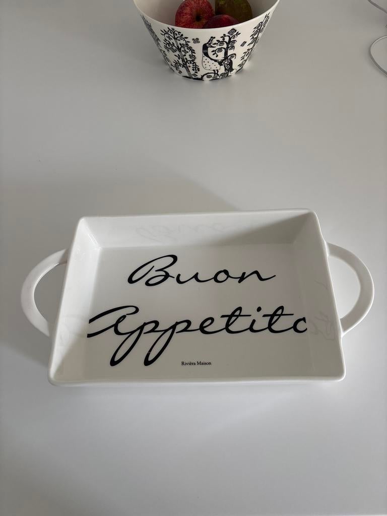 Rivièra Maison Ovenschaal "Buon Appetito", Ophalen, Overige typen, Zo goed als nieuw, Steen/keramiek
