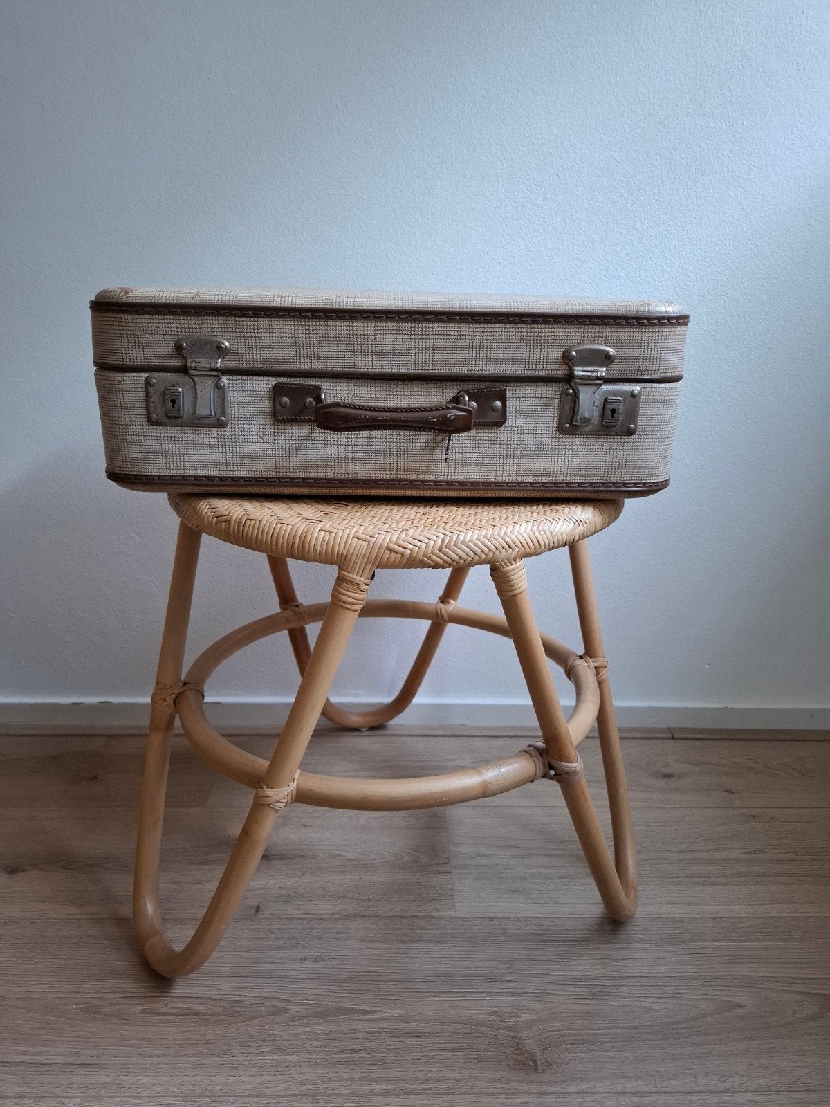 Vintage Brocante Koffer met Sleutel - Decoratie/Opberg, Antiek en Kunst, Curiosa en Brocante, Ophalen of Verzenden