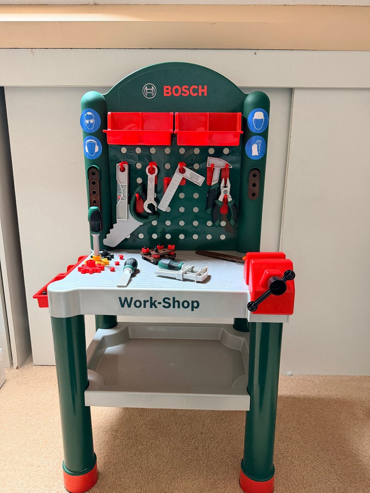 Bosch Work-Shop Werkbank met Gereedschap en Schroeven, Ophalen of Verzenden, Gebruikt, Knutselen