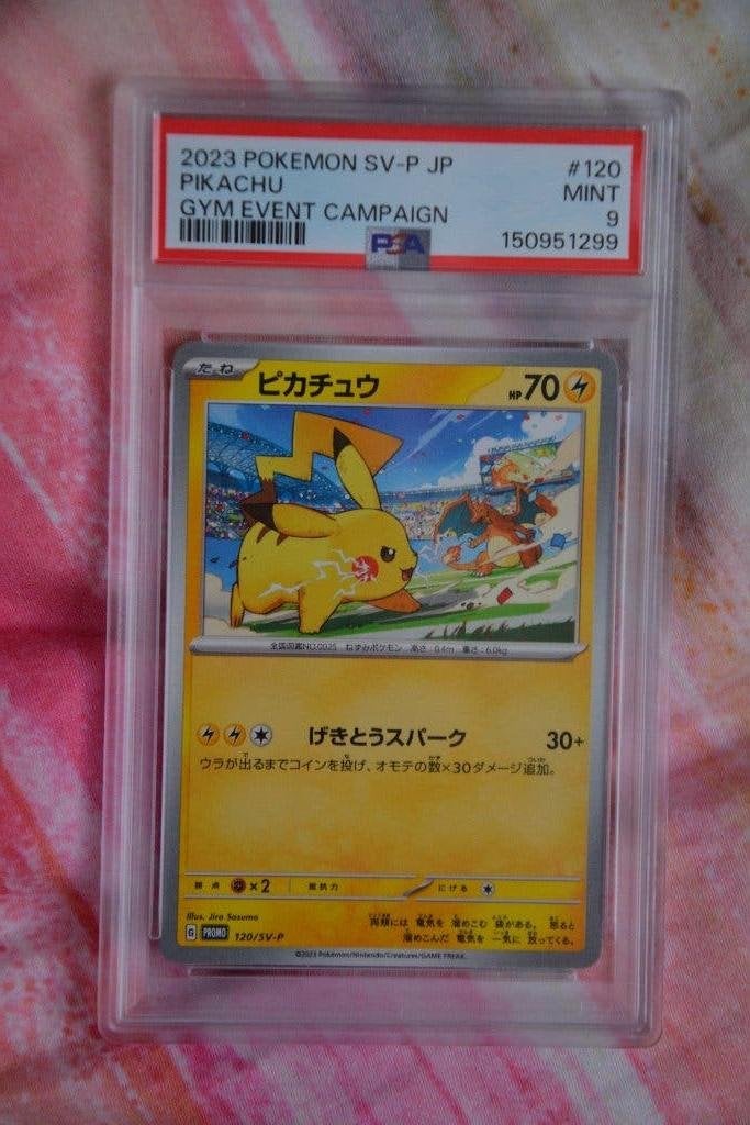Pikachu Gym Event Campaign Promo Japanese PSA 9, Ophalen of Verzenden, Gebruikt, Losse kaart