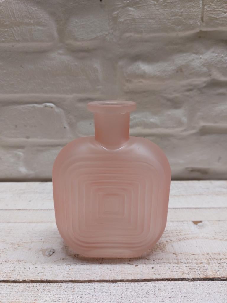 Roze Glazen Flesje - Decoratief, Huis en Inrichting, Woonaccessoires | Vazen, Zo goed als nieuw, Overige kleuren, Minder dan 50 cm