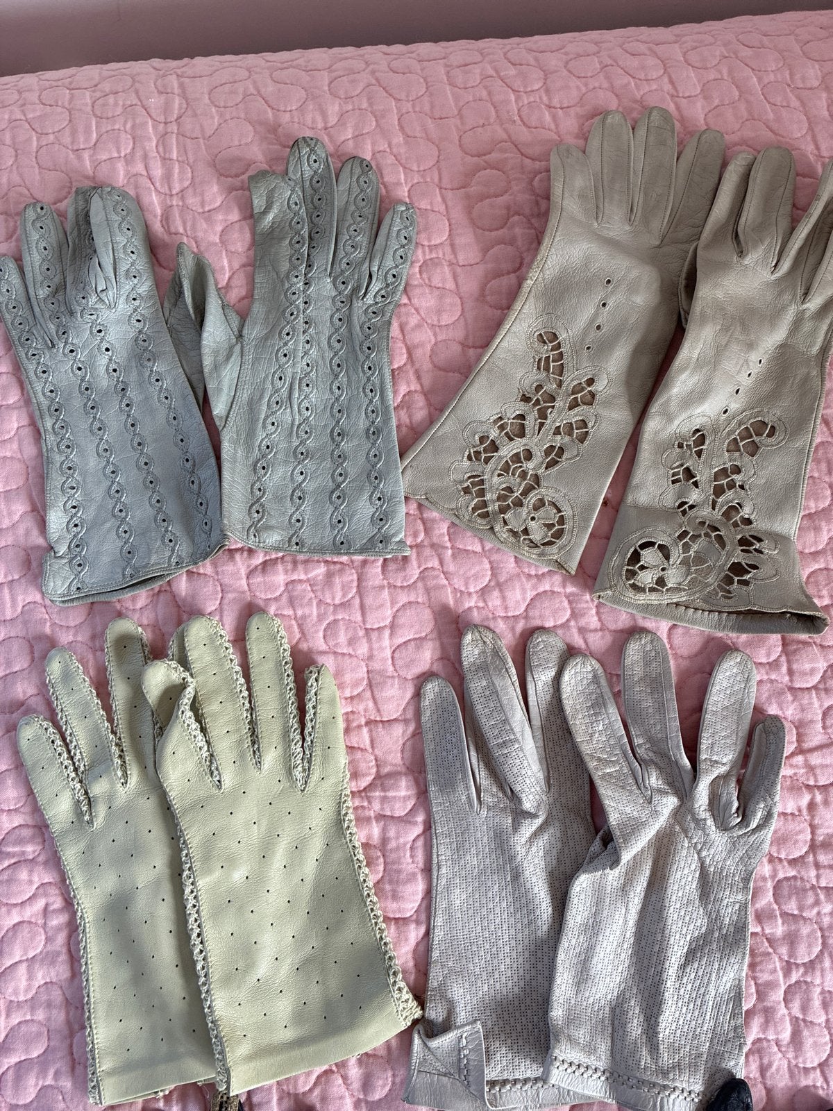 Vintage lederen handschoenen, diverse stijlen, kleine maat, Antiek en Kunst, Ophalen of Verzenden, Dames