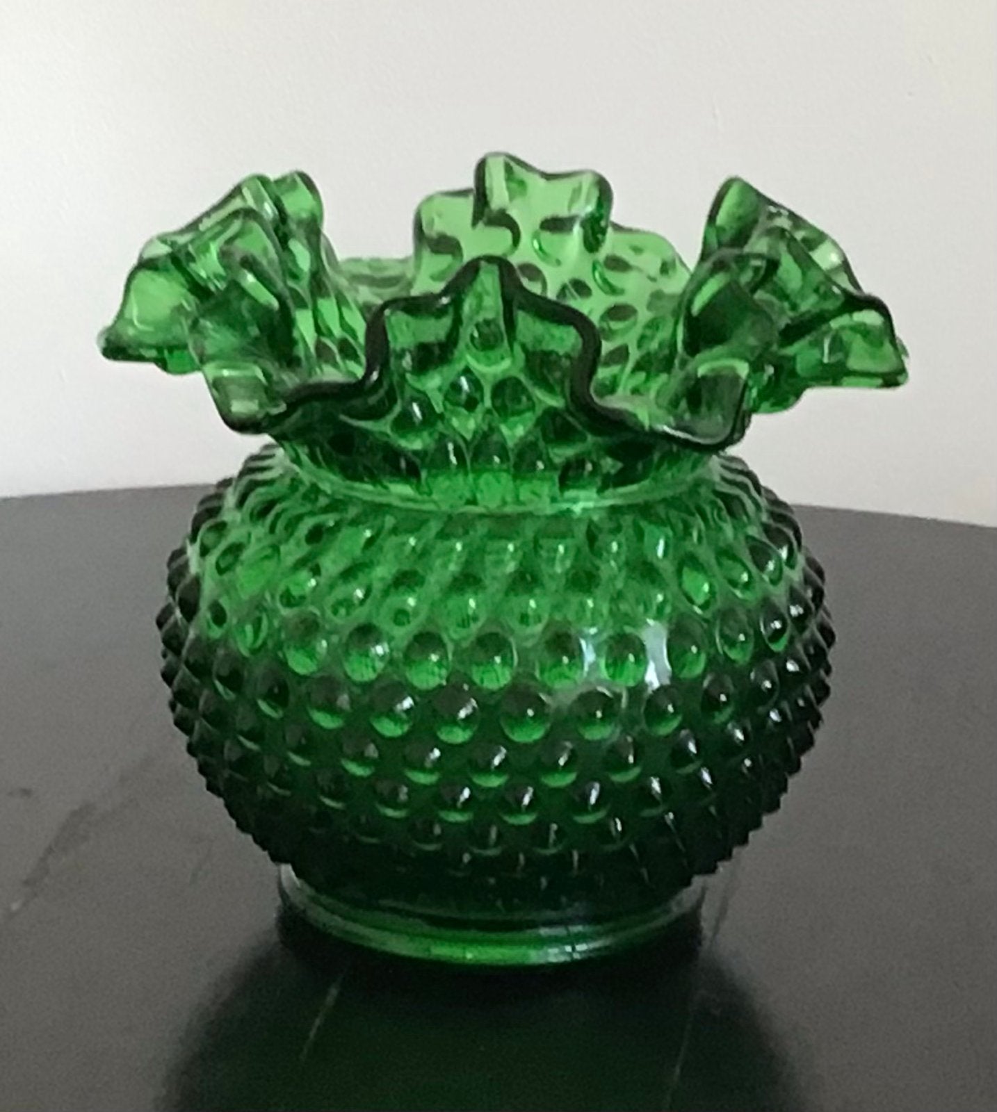 Vintage Groene Hobnail Vaas - Fentontype Glas, Ophalen