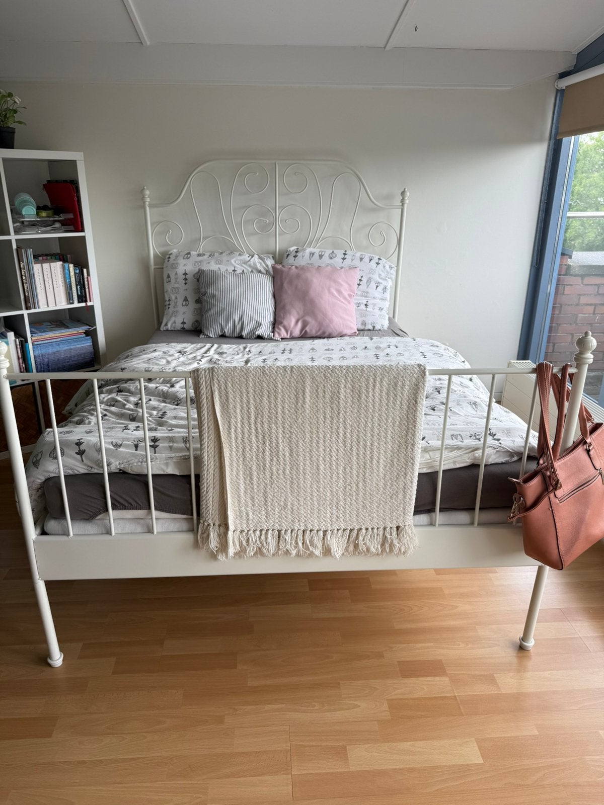 Wit spijlenbed in goede staat, Ophalen, Gebruikt, Wit, Tweepersoons