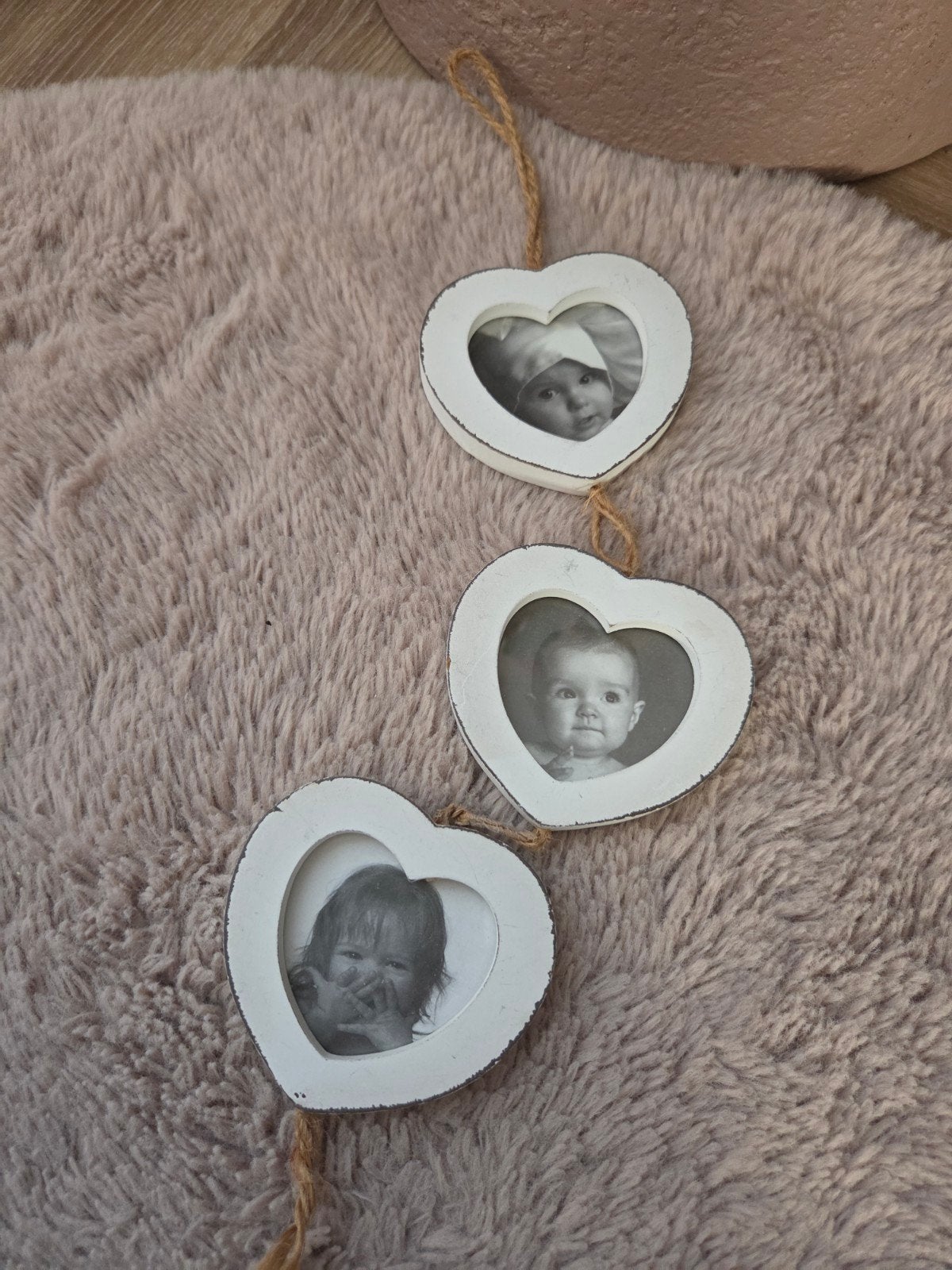 Hartjes fotolijst slinger - wit, hout, landelijke stijl, Gebruikt, Ophalen of Verzenden, Fotolijst, Wit
