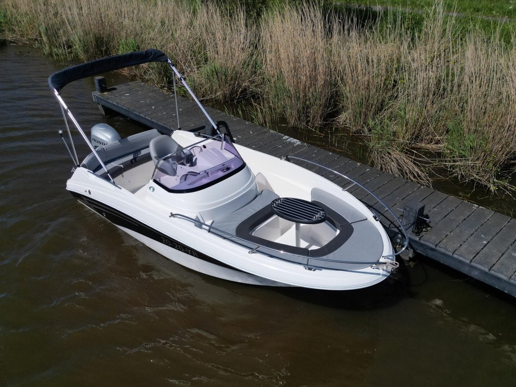 Prins 555 open - 90 pk Honda | + trailer | 200 hr. | 65 km/u, 70 pk of meer, Gebruikt, 6 m, Polyester