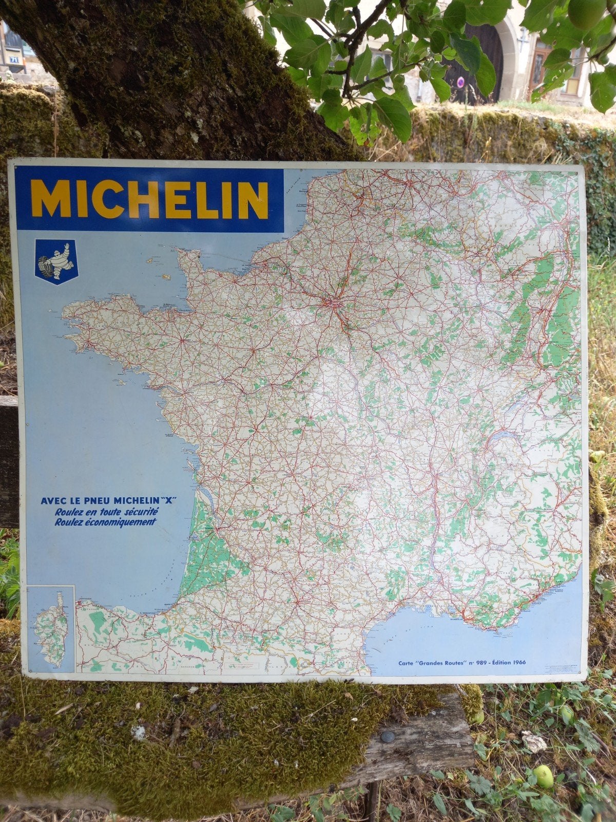 Vintage Michelin metalen bord kaart Frankrijk 1966, Ophalen