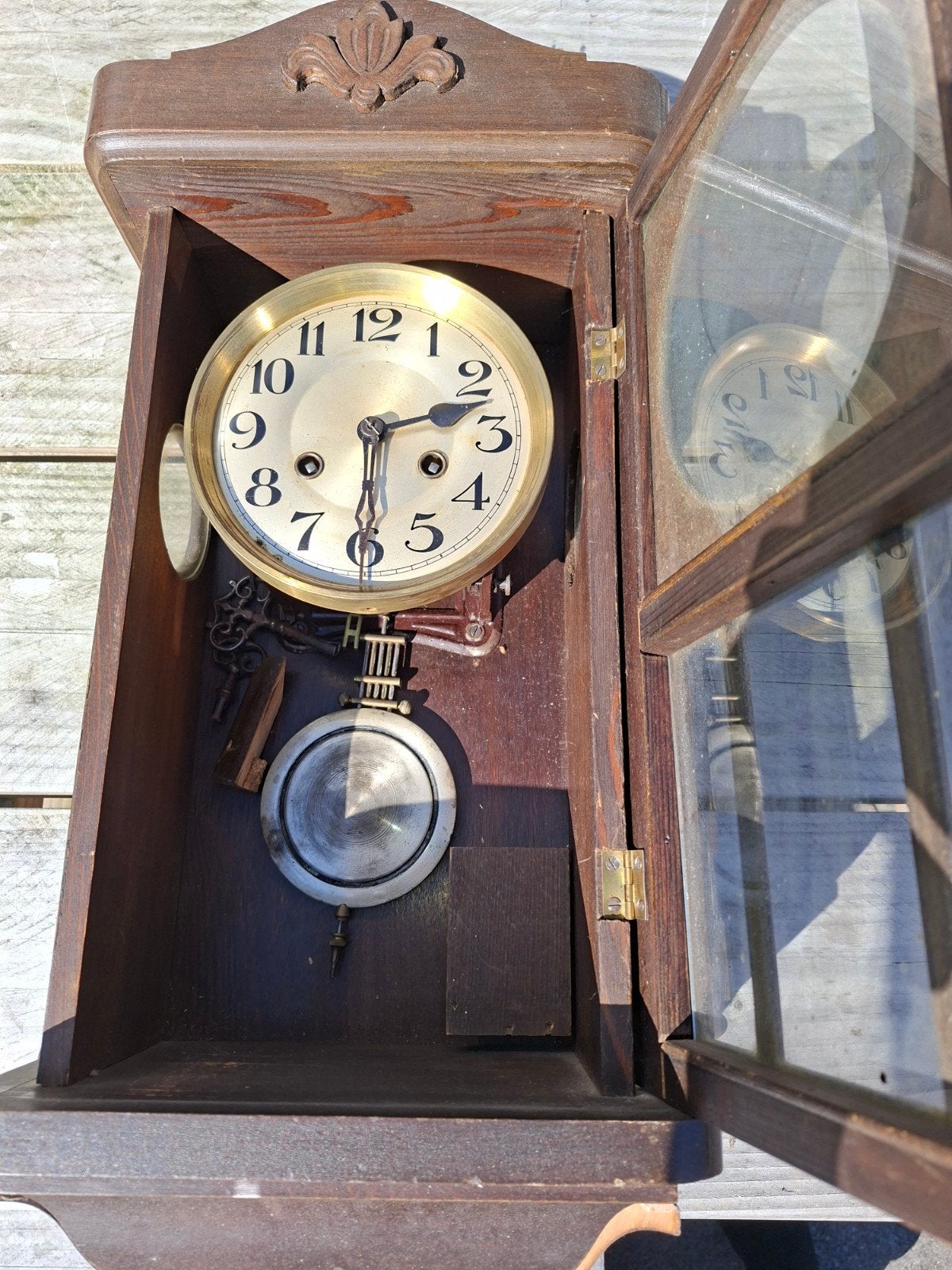 Antieke Regelateur Wandklok - Oude Klok, Ophalen of Verzenden