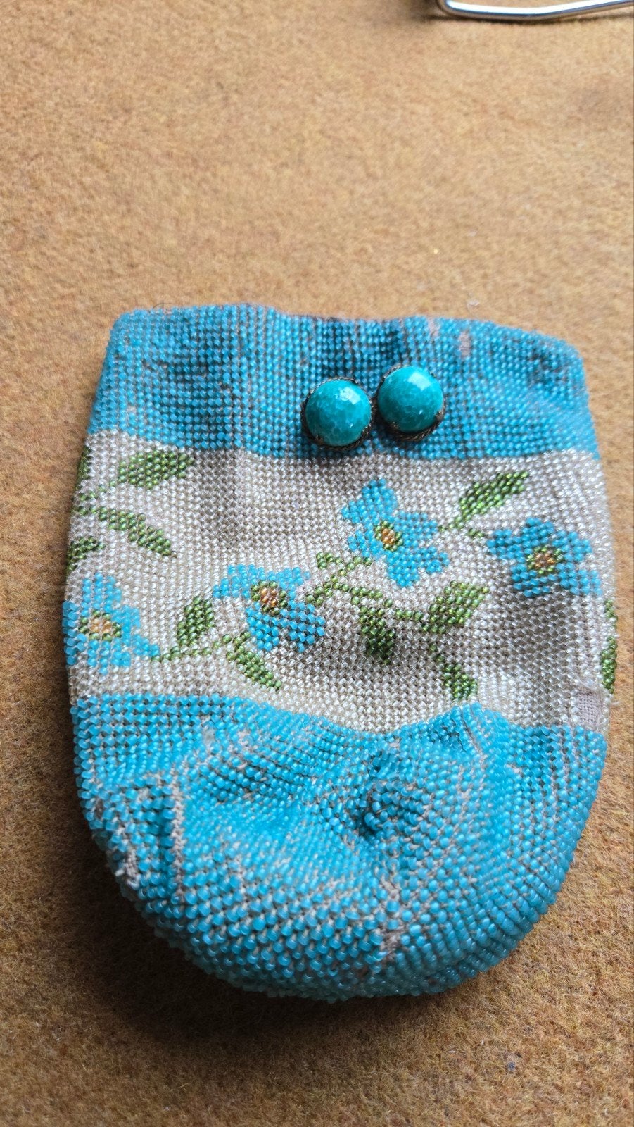 Vintage Kralen Beursje met Bloemenpatroon, Ophalen of Verzenden