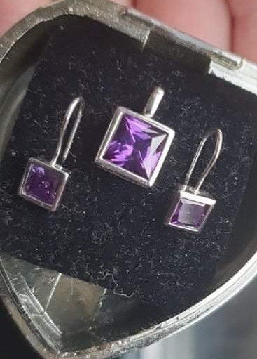 Antieke Prachtige Kettinghanger met Oorbellen., Ophalen of Verzenden, Nieuw, Zilver