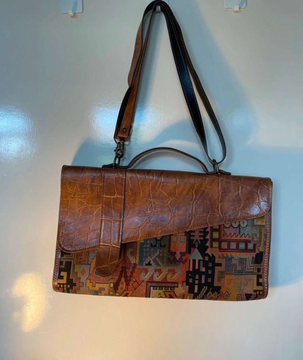 Vintage laptoptas - MacBook Air compatibel, Computers en Software, Laptoptassen, Gebruikt, Bruin, Schouderband, Aktetas