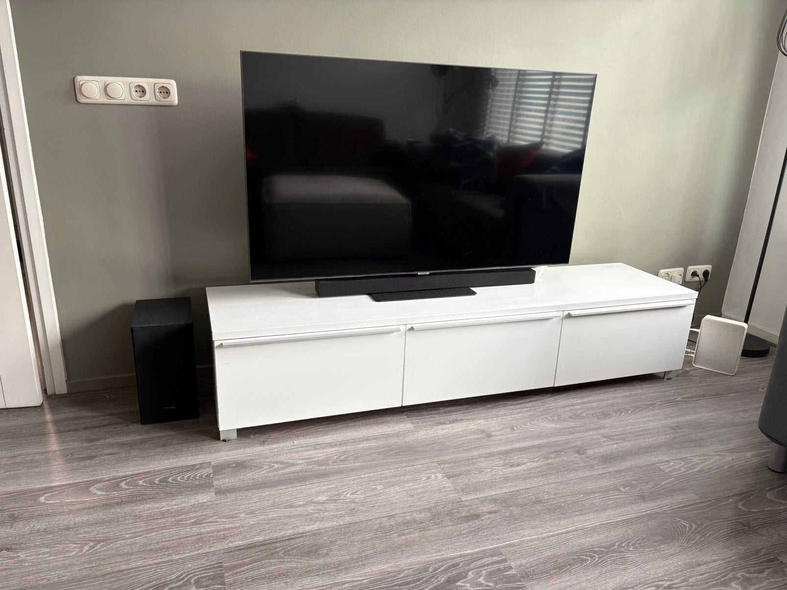 Wit TV-meubel / dressoir 180 cm breed, Ophalen, Gebruikt, 150 tot 200 cm, Minder dan 100 cm