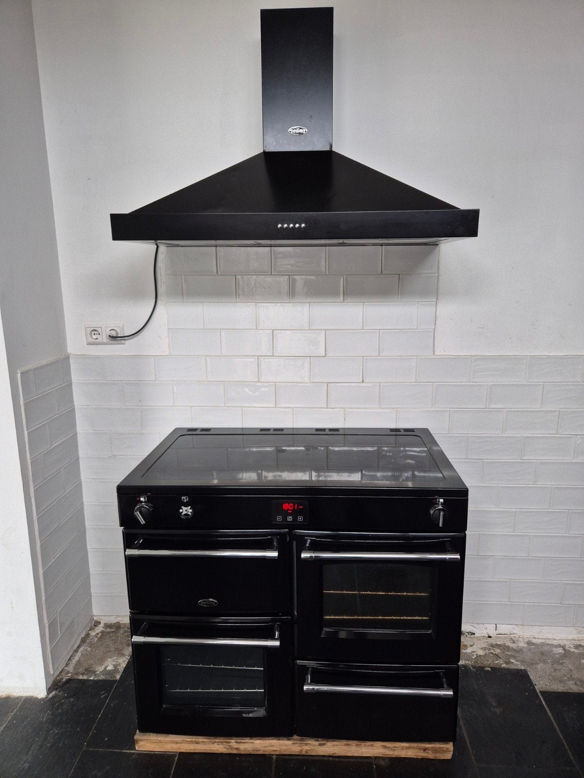 Inductiekookplaat 5 pits met 4 ovens en afzuigkap, Ophalen, Gebruikt, 60 cm of meer, Inbouw