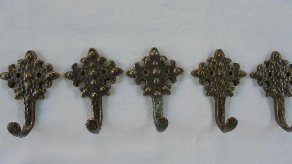 oude koperen kapstokhaken, Gebruikt, Wandhaken, Ophalen of Verzenden, Minder dan 100 cm