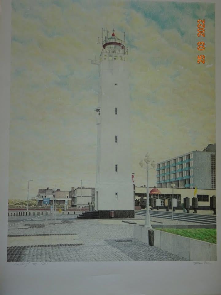 Zeefdruk Vuurtoren Noordwijk 1997, Ophalen