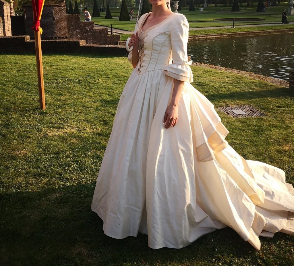 Fantasy Renaissance/prinsessen trouwjurk (Maat 36-38), Ophalen, Wit, Maat 36 (S), Gedragen