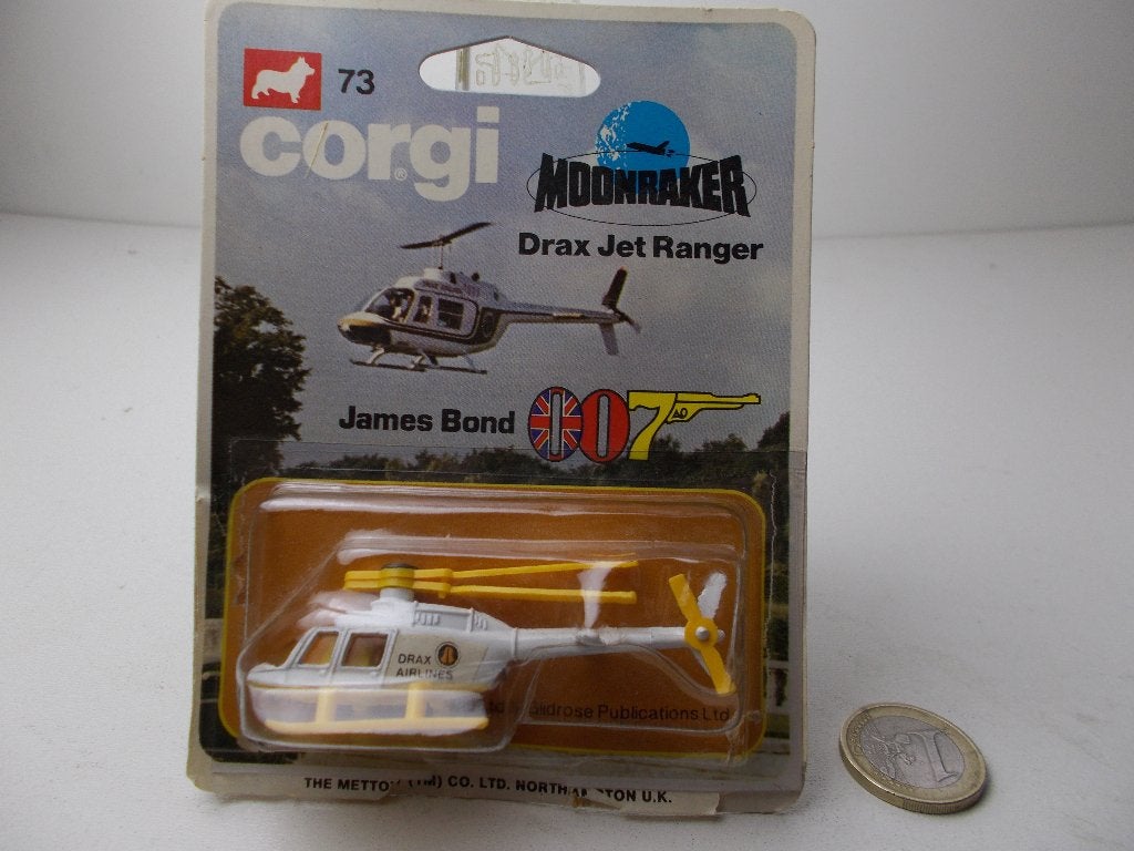 1979 Corgi Juniors 73 JAMES BOND DRAX HELIKOPTER (Blister.), Ophalen of Verzenden, Zo goed als nieuw, Overige typen, Corgi