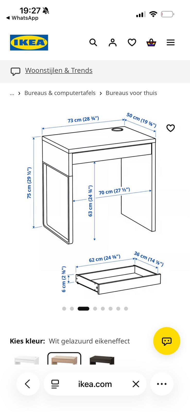 Bureau, Huis en Inrichting, Ophalen, 90 cm, Eenpersoons, Zo goed als nieuw