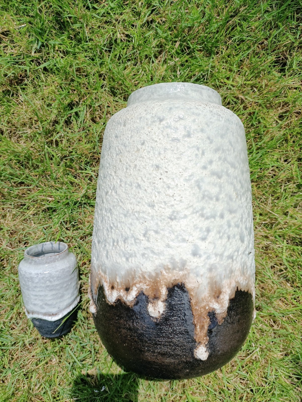 Mooie jaren 70 vaas Potterie De Steenuil, Fat Lava stijl, Ophalen of Verzenden
