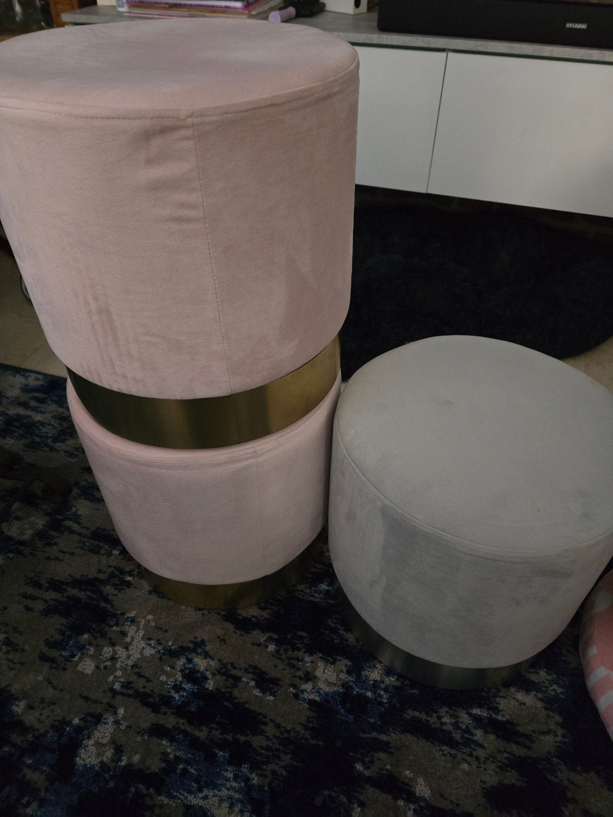 Te Koop: 3 poefjes., Ophalen, Rond, Minder dan 50 cm
