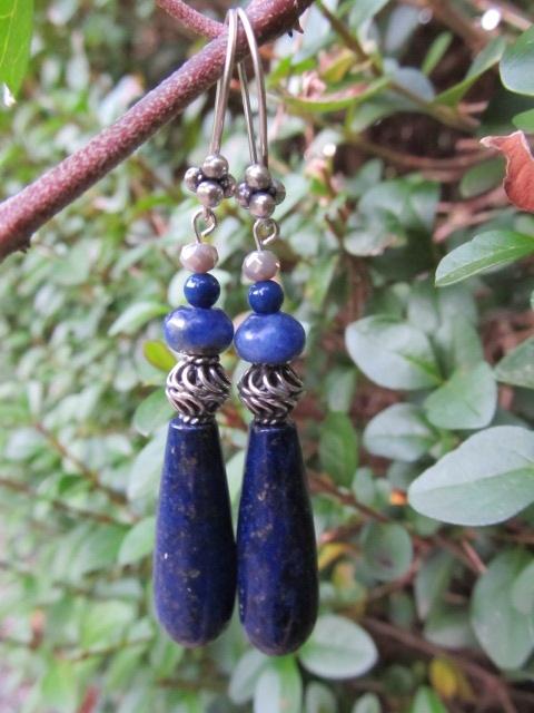 Oorbellen Lapis Lulu lapis lazuli-sodaliet-swarovski zilver, Ophalen, Nieuw