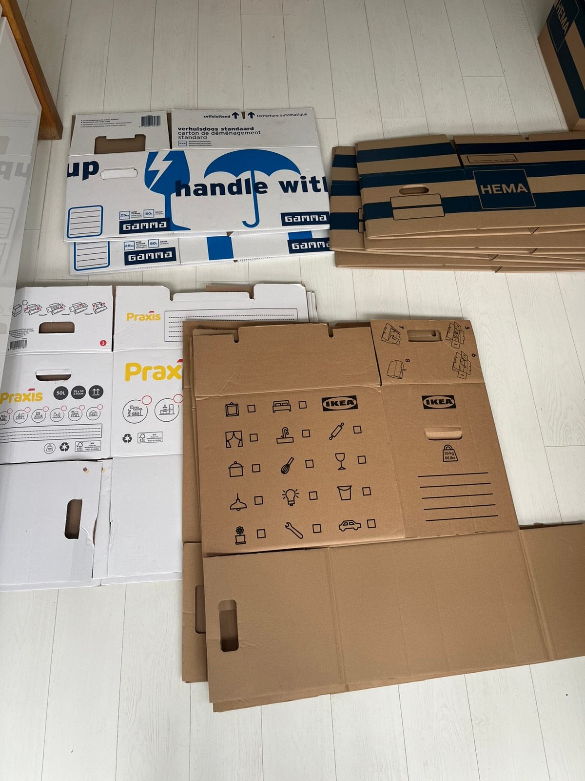 Verhuisdozen 11x, Doe-het-zelf en Verbouw, Ophalen, Opvouwbaar, 50 tot 75 cm, 35 tot 50 cm