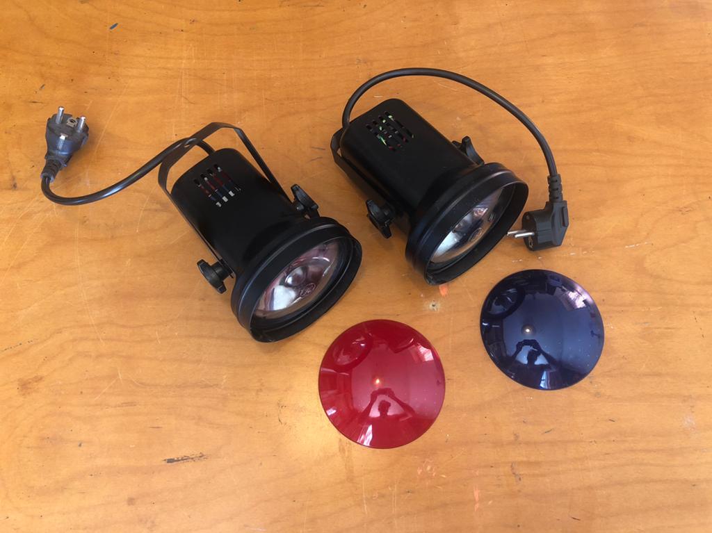 Spotlights helder/rood/blauw, Ophalen of Verzenden, Zo goed als nieuw