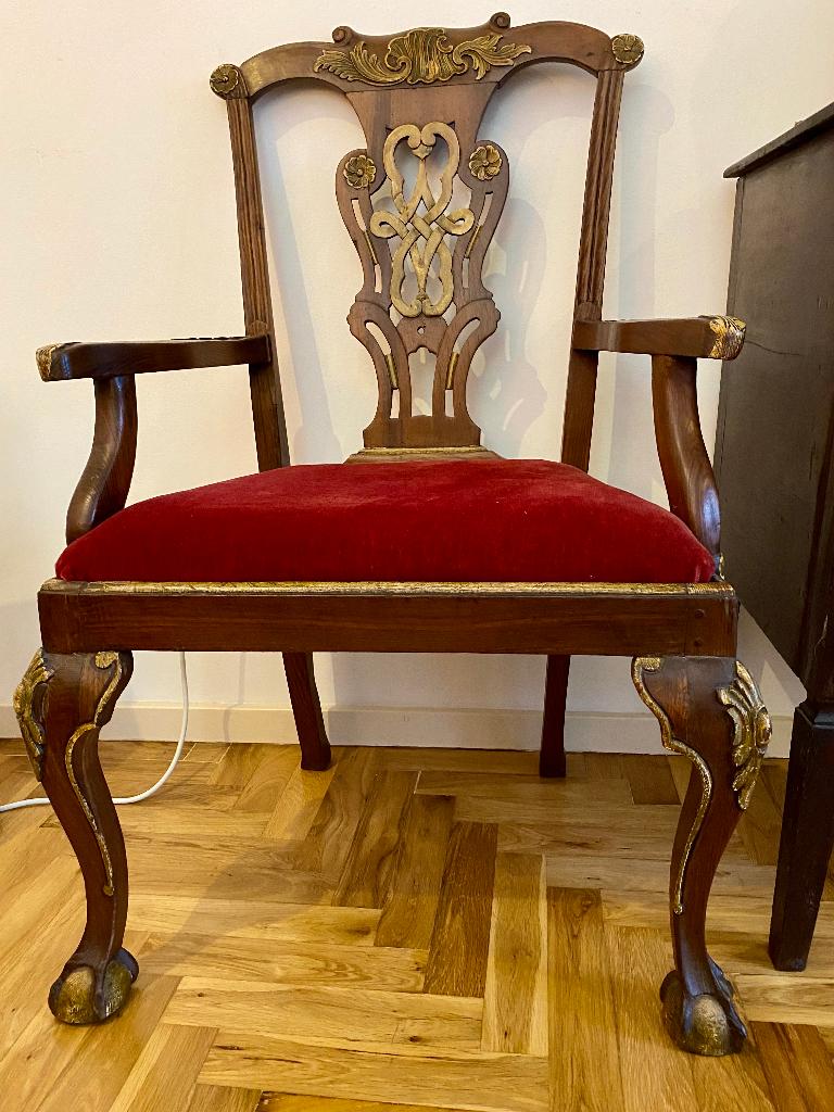 Antieke stijl sierlijke fauteuil - Chippendale/Georgische, Antiek en Kunst, Ophalen