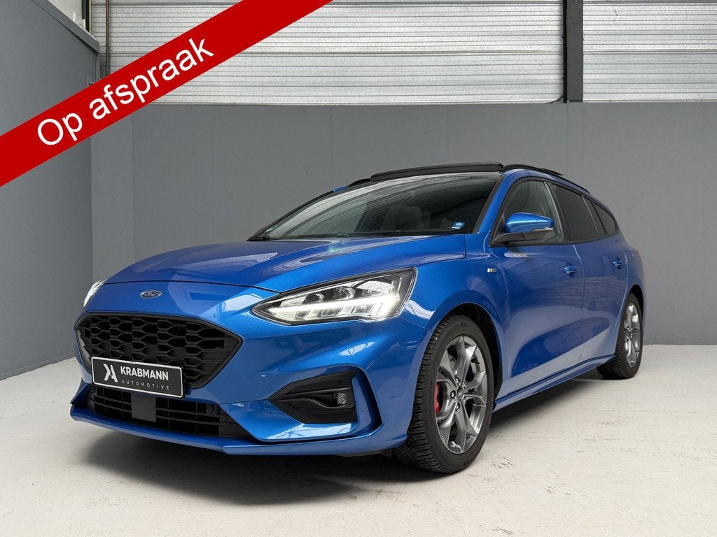 Ford FOCUS Wagon 1.0 EB Hybrid ST-Line X 155pk|Pano|Led|Adap, Auto's, Ford, Stof, Zwart, 19 km/l, 3 cilinders
