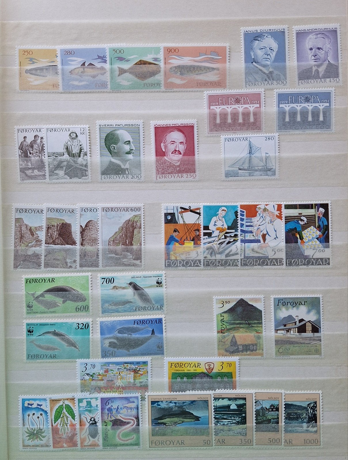 Faeröer postfris 1975-1995 diverse motieven blad 2, Postzegels en Munten, Postzegels | Europa | Scandinavië, Postfris, Denemarken