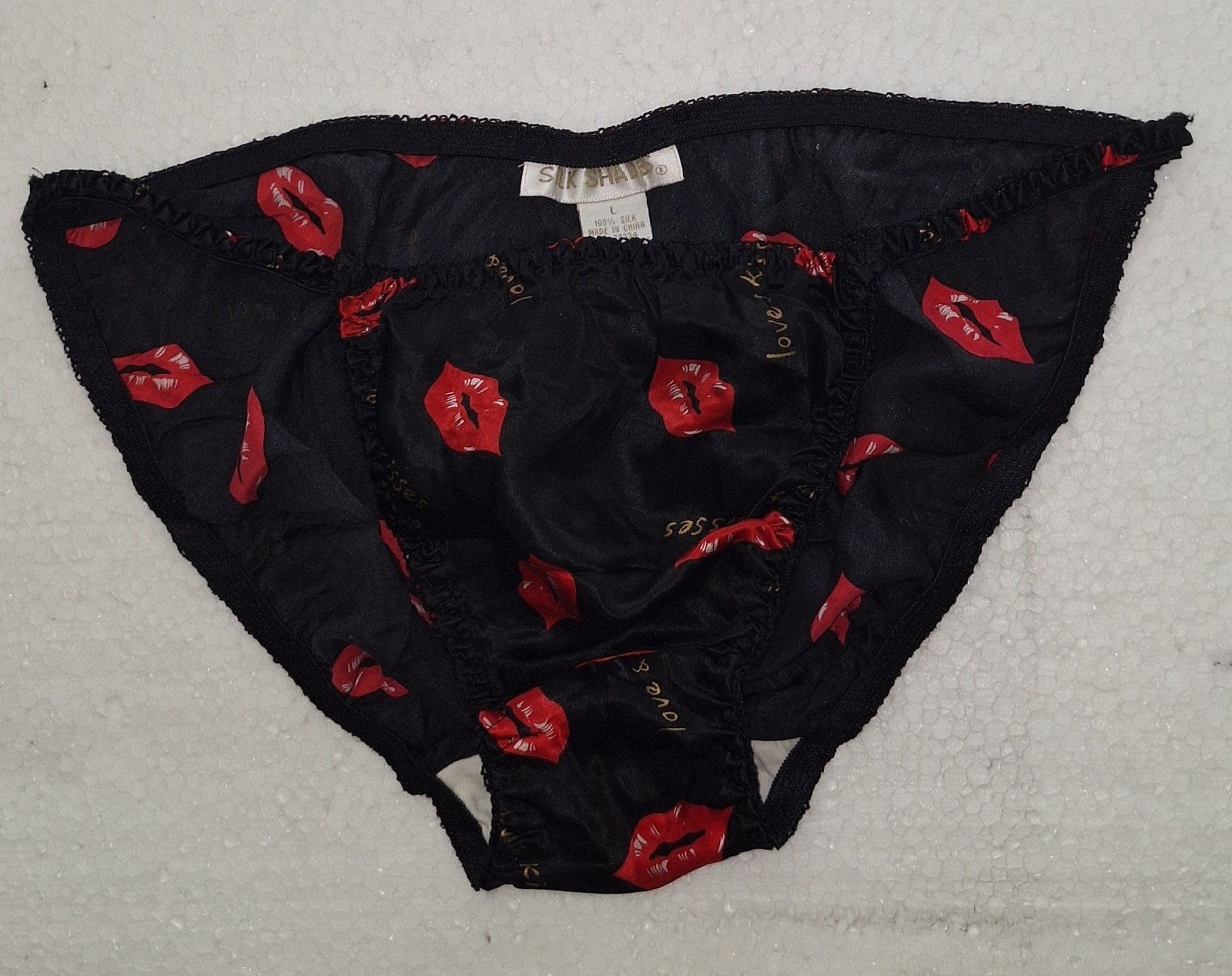 Sexy 100% zijden tanga-slip van Silk Shades maat L, Silk Shades, Verzenden, Zwart, Slip