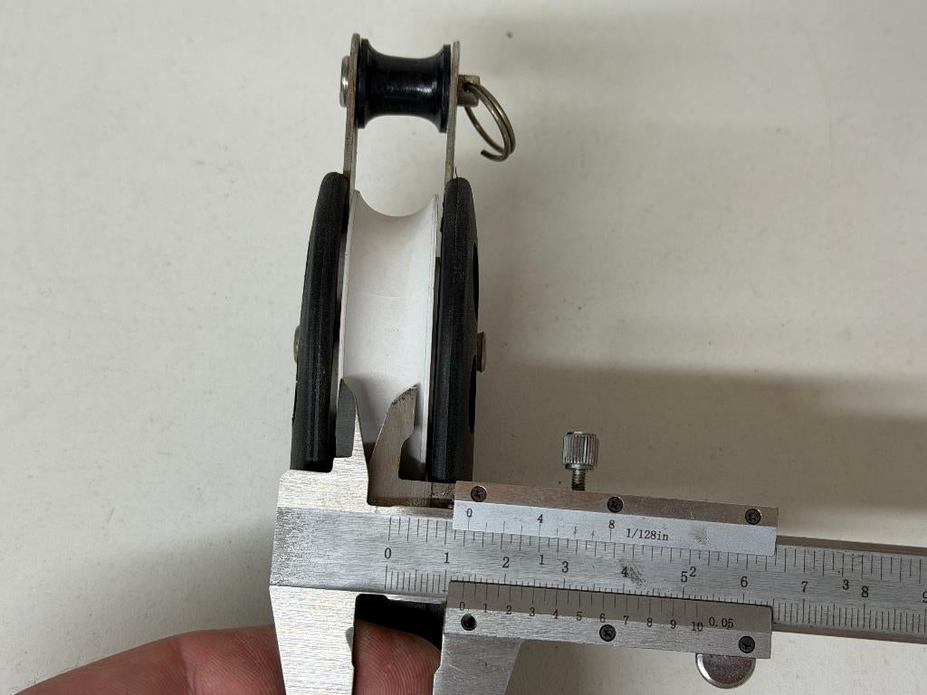 Barton 1 schijfs blok 62 mm tot 12 mm met wartel en hondsvot, Ophalen of Verzenden, Gebruikt, Lijn of Blok