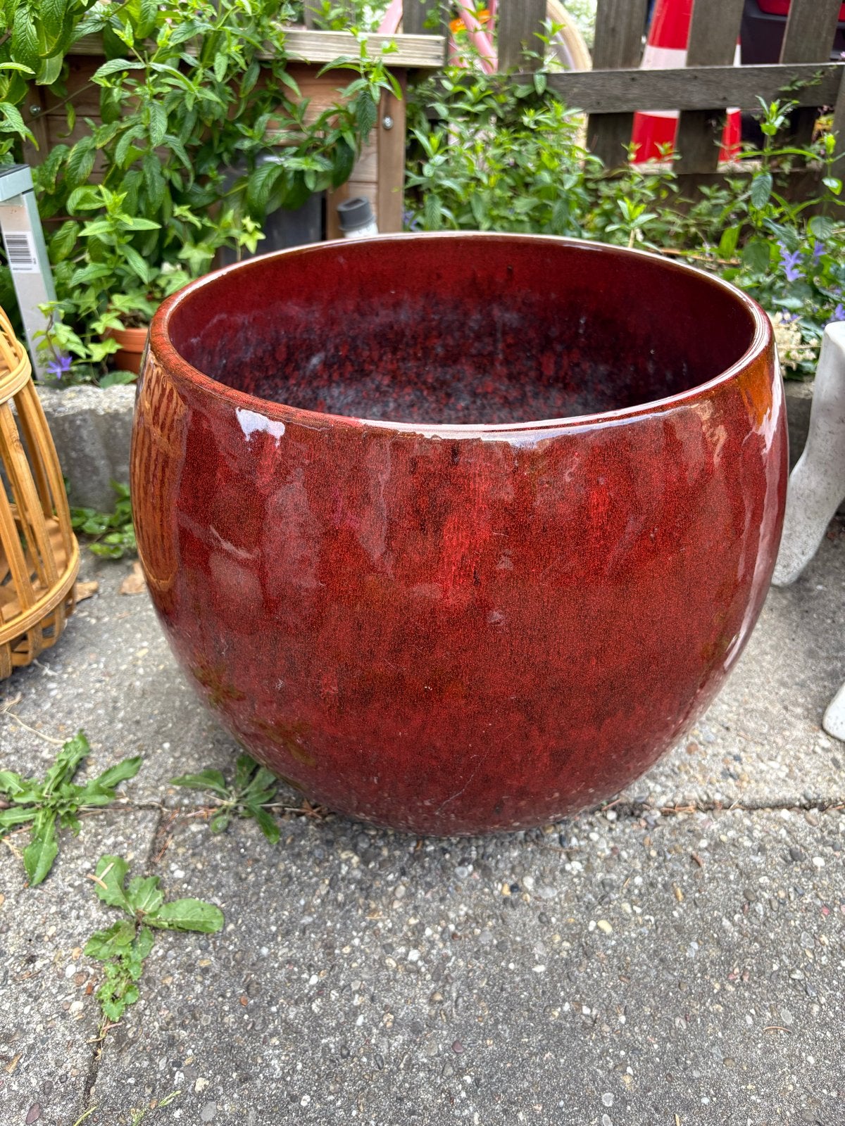 Grote rode plantenpot, Ophalen, 40 cm of meer, Rond, Zo goed als nieuw