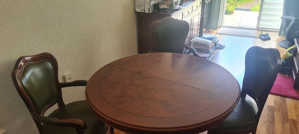 tafel met 4 stoelen, Huis en Inrichting, Tafels | Eettafels, Ophalen, Gebruikt, Klassiek, Rond
