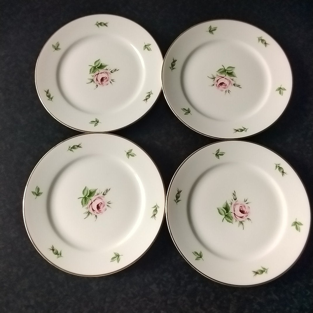 4 Heinrich Selb taartbordjes met roosdecoratie, Ophalen of Verzenden