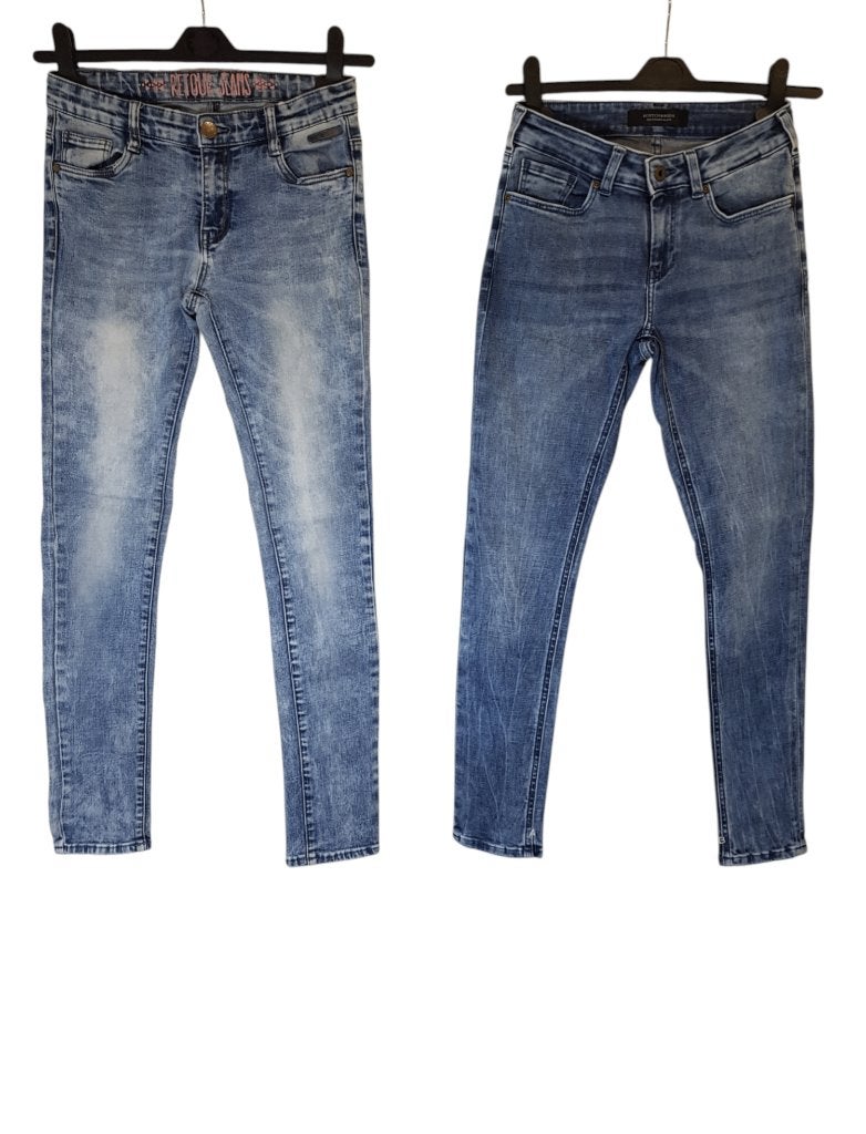 Mooie zwart/blauwe VINGINO stretch jeans Aurora mt 13/158., Kinderen en Baby's, Kinderkleding | Maat 158, Broek, Zo goed als nieuw