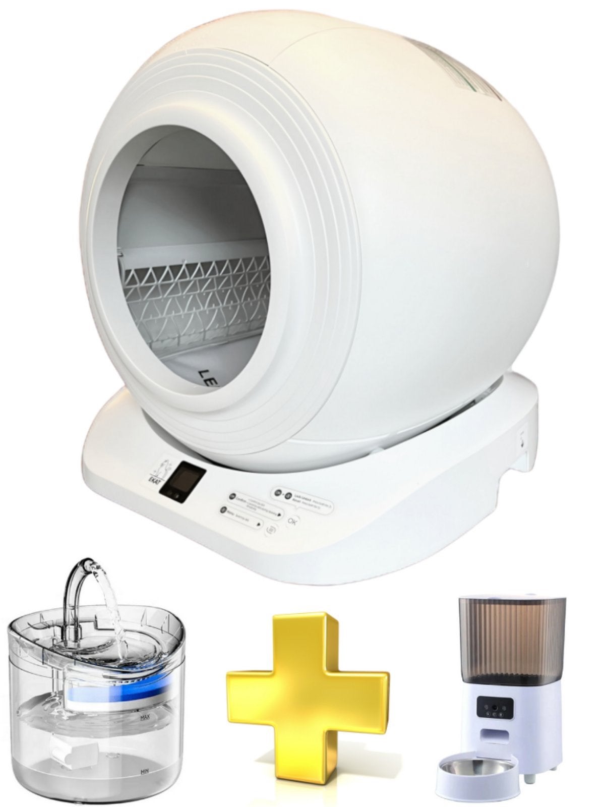 Nieuwe Zelfreinigende kattenbak +voederautomaat+drinkfontein, Dieren en Toebehoren, Kattenbakken, Ophalen, Zelfreinigend, Zo goed als nieuw