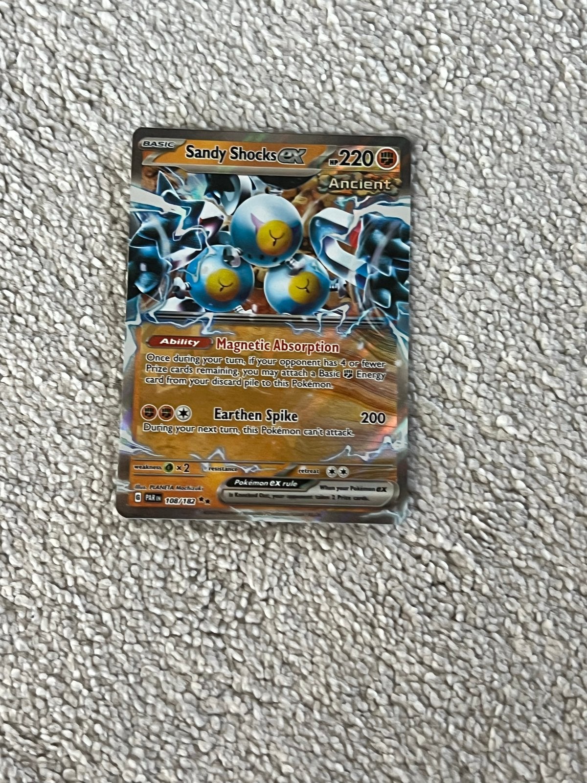 Pokémon TCG: Sandy Shocks ex Ancient 108/182 (Kleine kaart), Ophalen of Verzenden, Zo goed als nieuw, Losse kaart