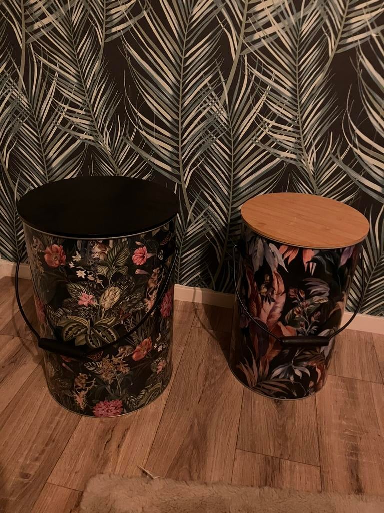 Opberg tonnen jungle style, Ophalen, Zo goed als nieuw