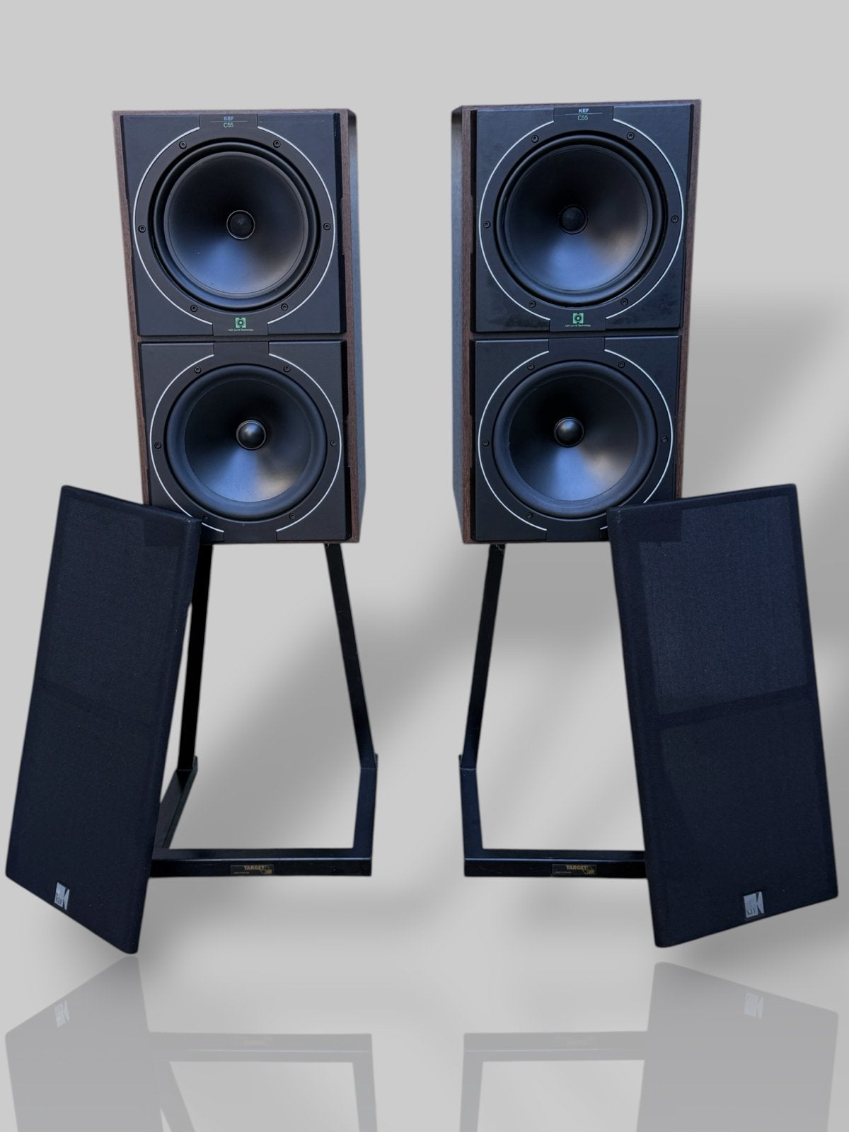 Vintage KEF C55 Speakers met Stands - Top Conditie, Stereo speakers, Inclusief standaarden, Zo goed als nieuw, Kef