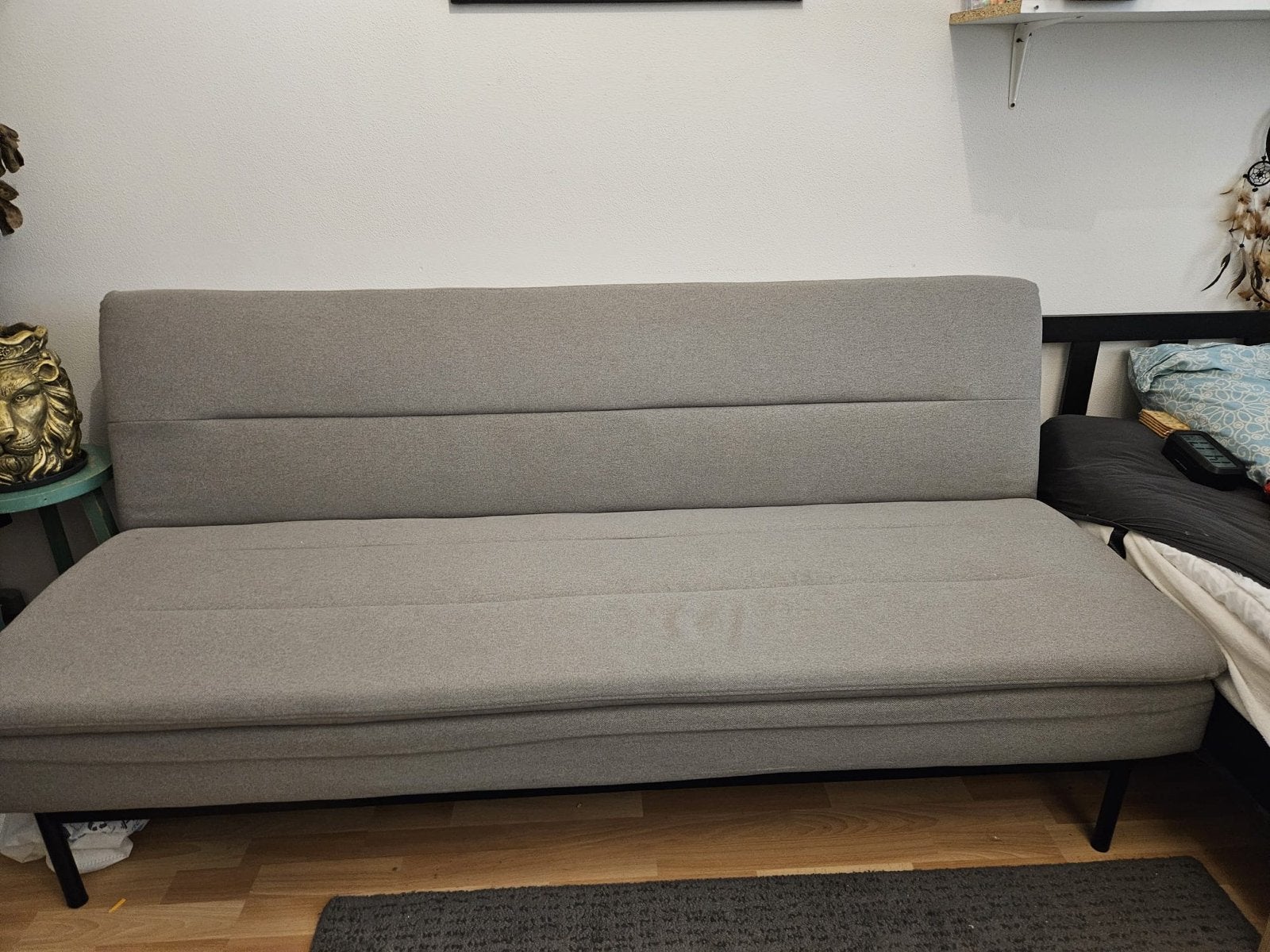 Grijze slaapbank - Comfortabel en praktisch, Ophalen, Eenpersoons, 190 cm of minder, Grijs