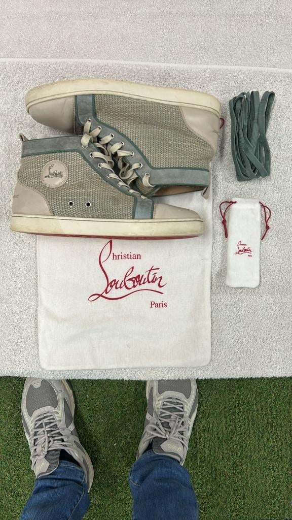 Christian Louboutin Orlato schoenen Cream/Green Suede - 43,5, Christian Louboutin, Overige kleuren, ., Christiaan Louboutin