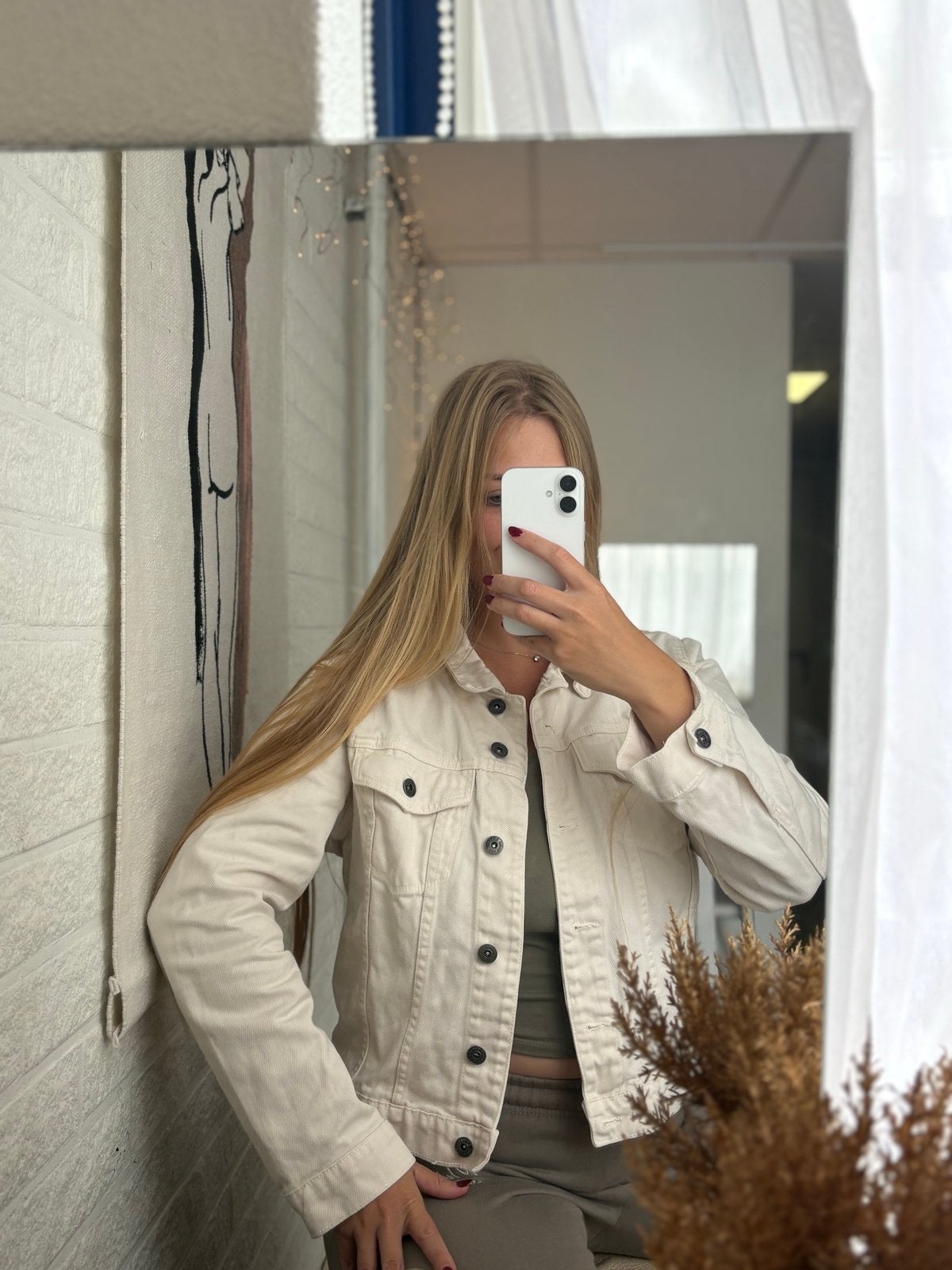 Witte denim blazer - valt als M/L, Kleding | Dames, Ophalen of Verzenden, Zo goed als nieuw, Maat 38/40 (M), Wit