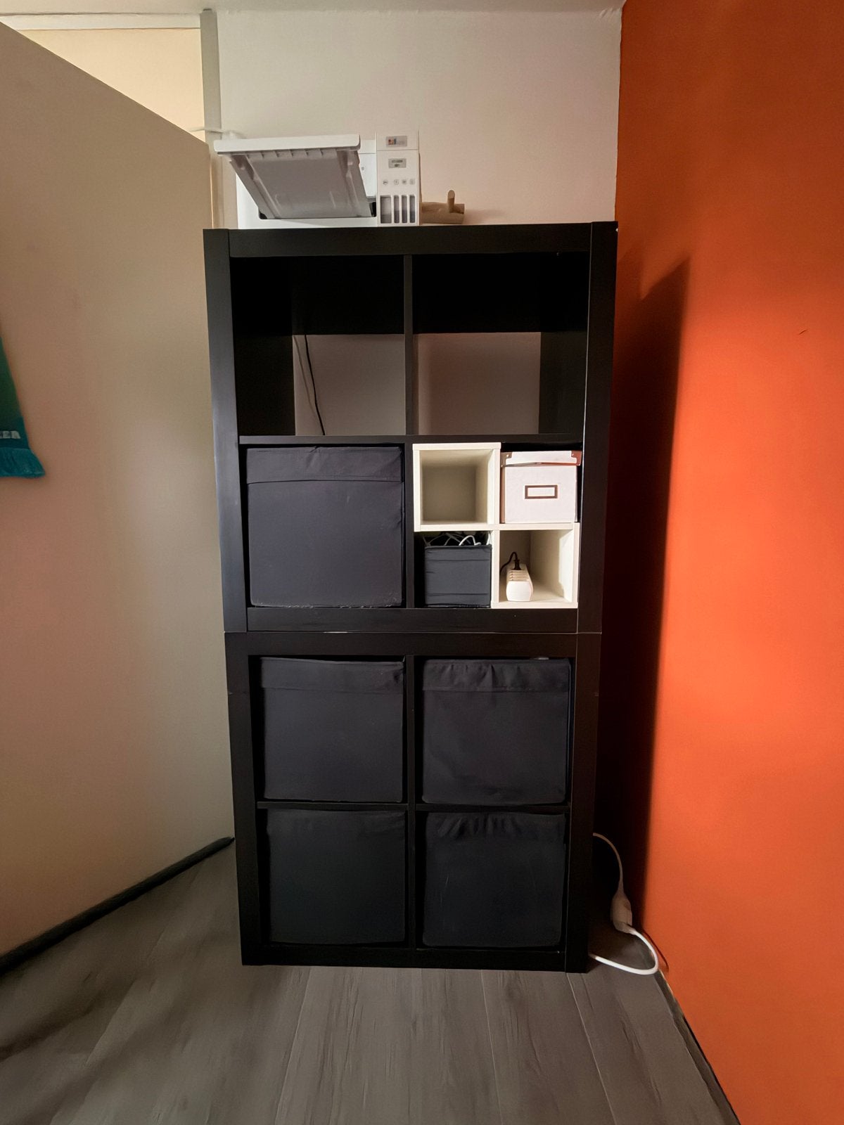 IKEA Kallax Kast Zwartbruin met Opbergboxen, Ophalen, Gebruikt